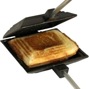 Coghlan's Cast Iron Cooker - Pre-Seasoned Pie Iron Sandwich Maker with Heat-Resistant, Removable Handles, Easy-to-Clean for Toasted Pies, Grilled Sandwiches, and Meats, For Campfire Cooking