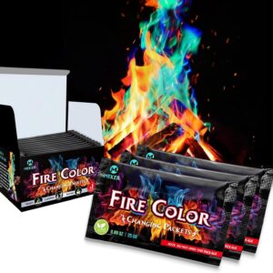 MEKER Fire Color Changing Packets - Fire Pit, Campfires, Outdoor Fireplaces, Bonfire - Fire Color - Perfect Fire Camping Accessories for Kids & Adults (12 Pack)