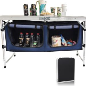 Camping Folding Aluminum Table with Adjustable Legs for Outdoor Travel Beach, Backyards, BBQ, Party and Picnic Foldable Table