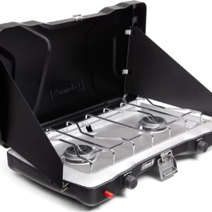 Coleman Triton+ 2-Burner Propane Camping Stove with Push-Button Instant Ignition, Portable Camping Grill/Stove with Adjustable Burners
